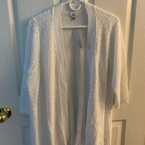 Croft & Barrow White Open-Front Cardigan